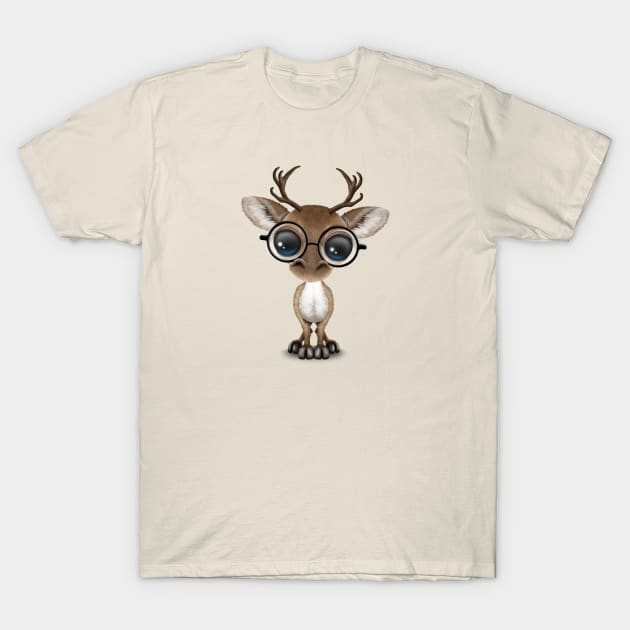 Cute Curious Nerdy Reindeer Wearing Glasses T-Shirt by jeffbartels